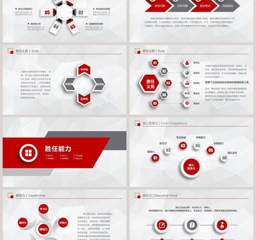 红色简约清新岗位竞聘PPT模板第3张