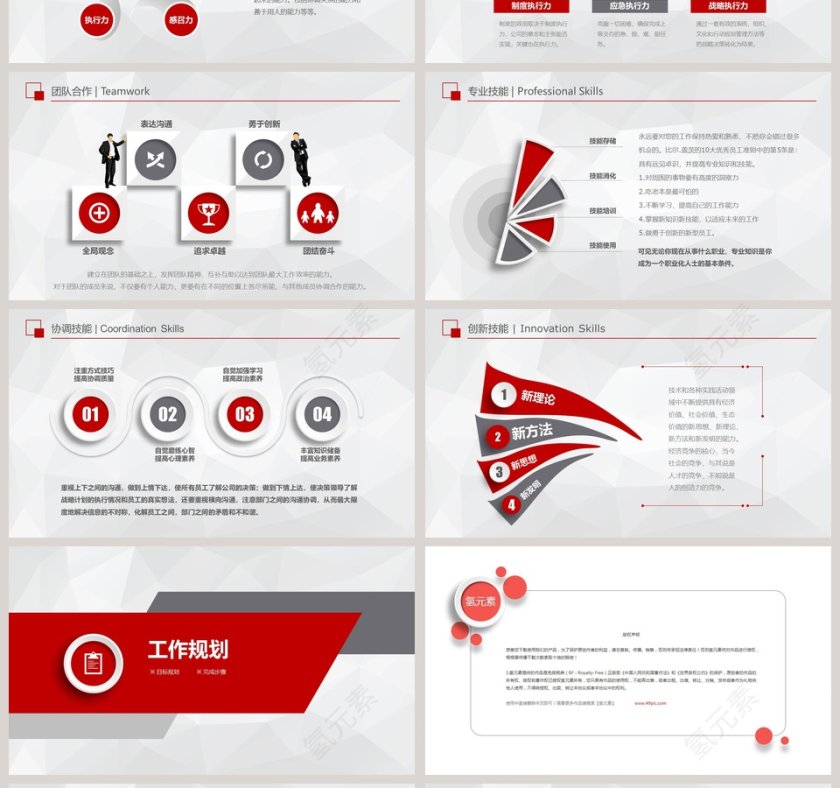 红色简约清新岗位竞聘PPT模板第4张