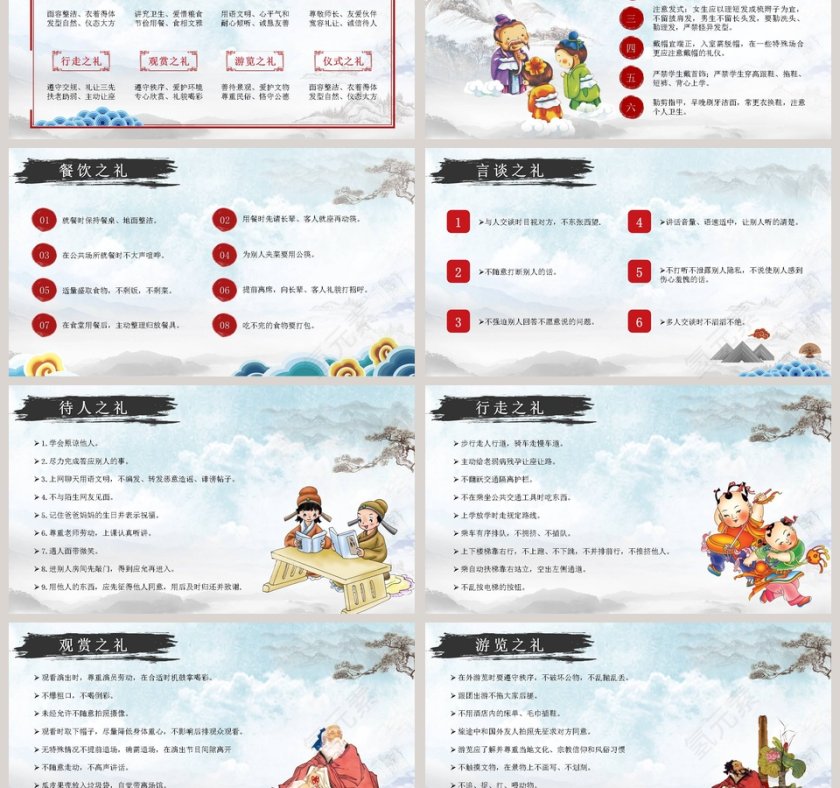 八礼四仪小学生文明礼仪教育主题班会ppt第3张