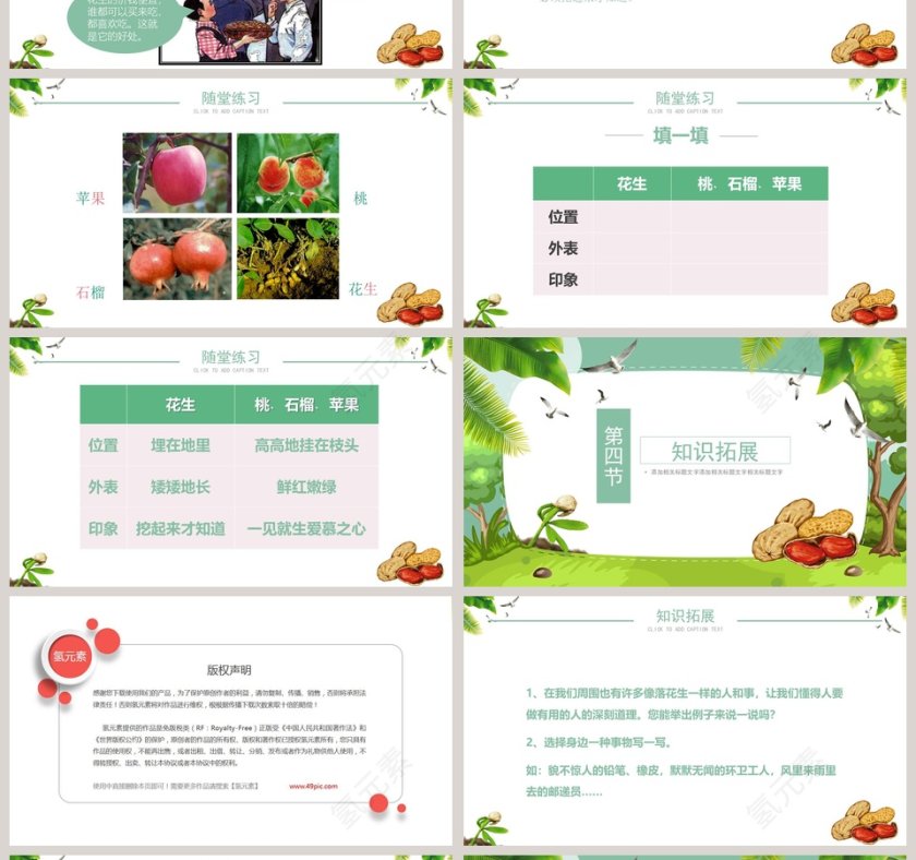 绿色简约清新五年级语文课件《落花生》PPT第4张