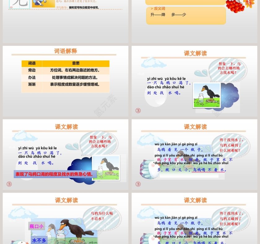 乌鸦喝水语文PPT课件第3张