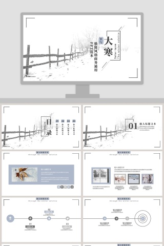 白色简约大气大寒传统节气PPT
