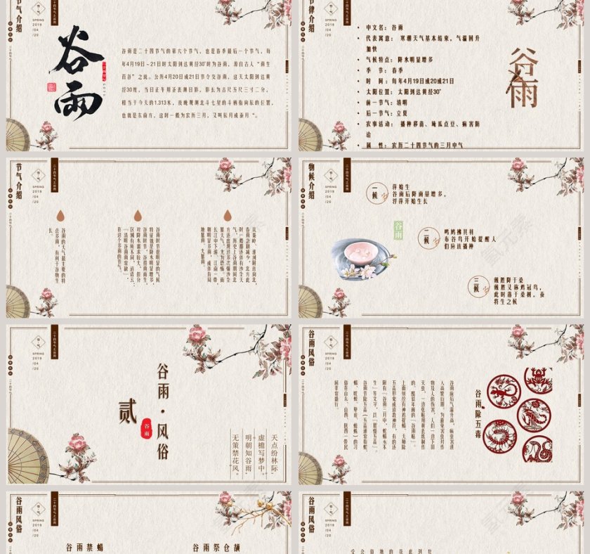 创意中国风中国传统文化二十四节气谷雨第2张