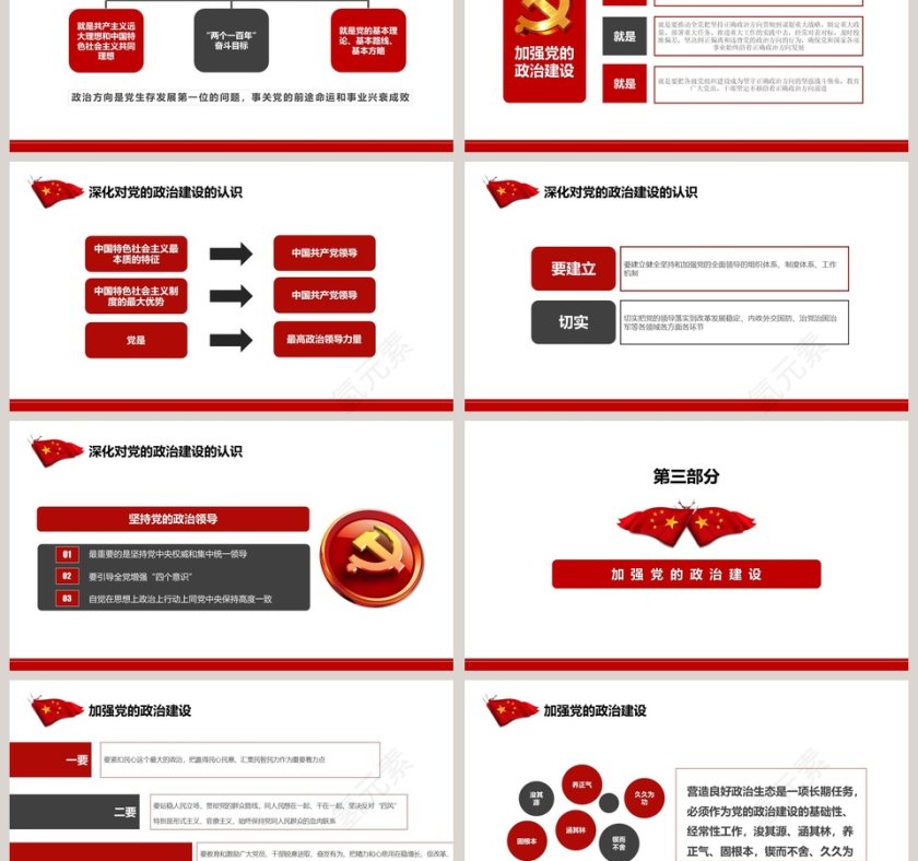 大气加强党的政治建设主题政府党建PPT第3张
