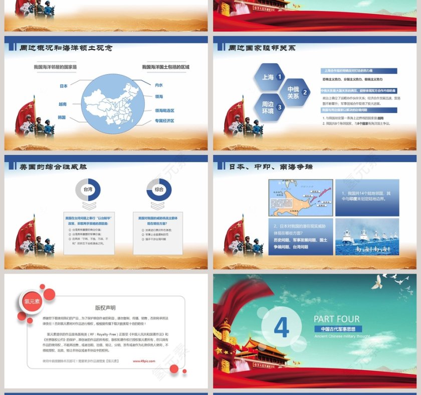 国防教育党课培训PPT模板第4张