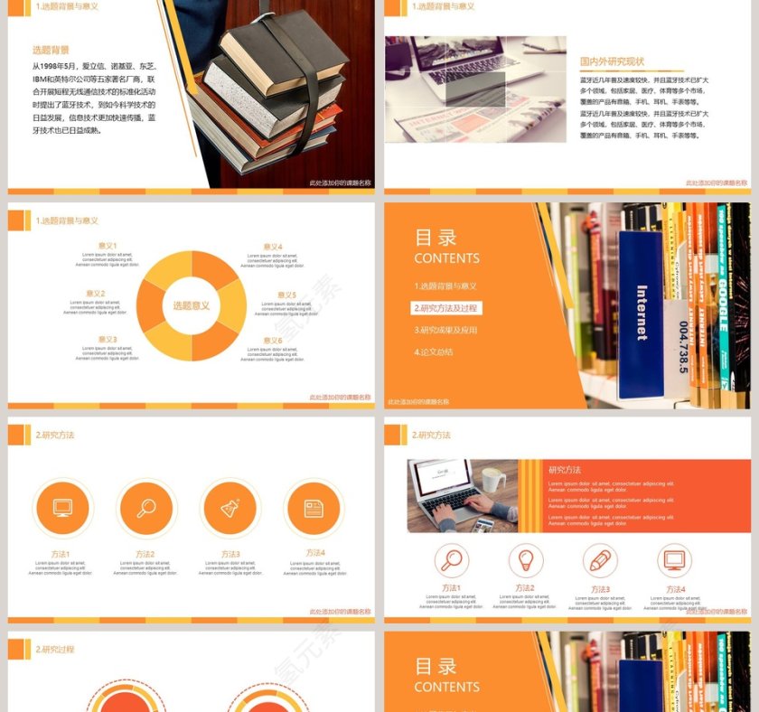 橙色简约清新毕业论文答辩模板第2张