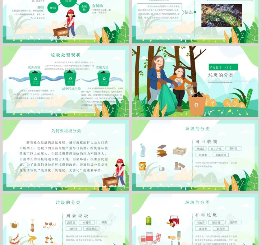 微党课绿色文明城市建设垃圾分类PPT模板第3张