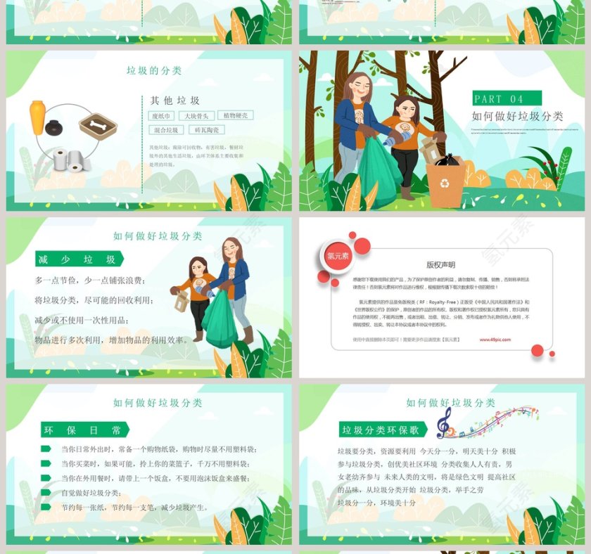 微党课绿色文明城市建设垃圾分类PPT模板第4张