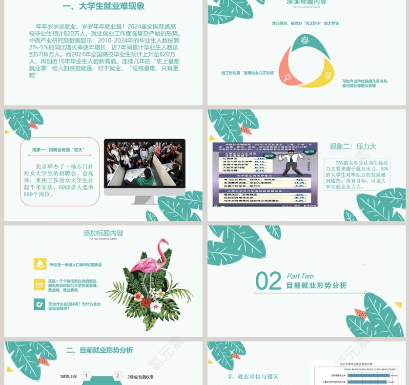 简约清新浅谈大学生就业指导PPT模板第2张