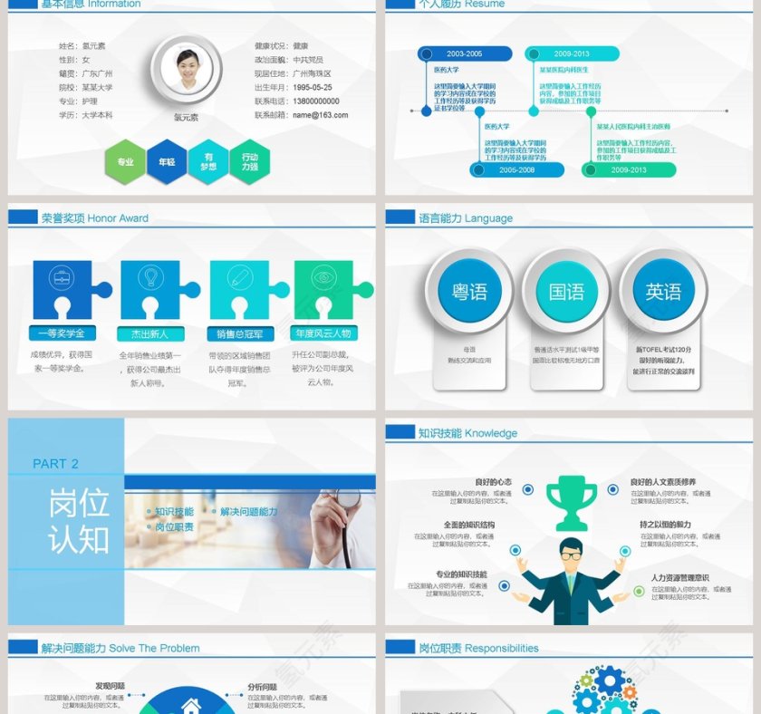 医疗护士长岗位竞聘述职报告个人简历蓝色微立体扁平化PPT模板第2张