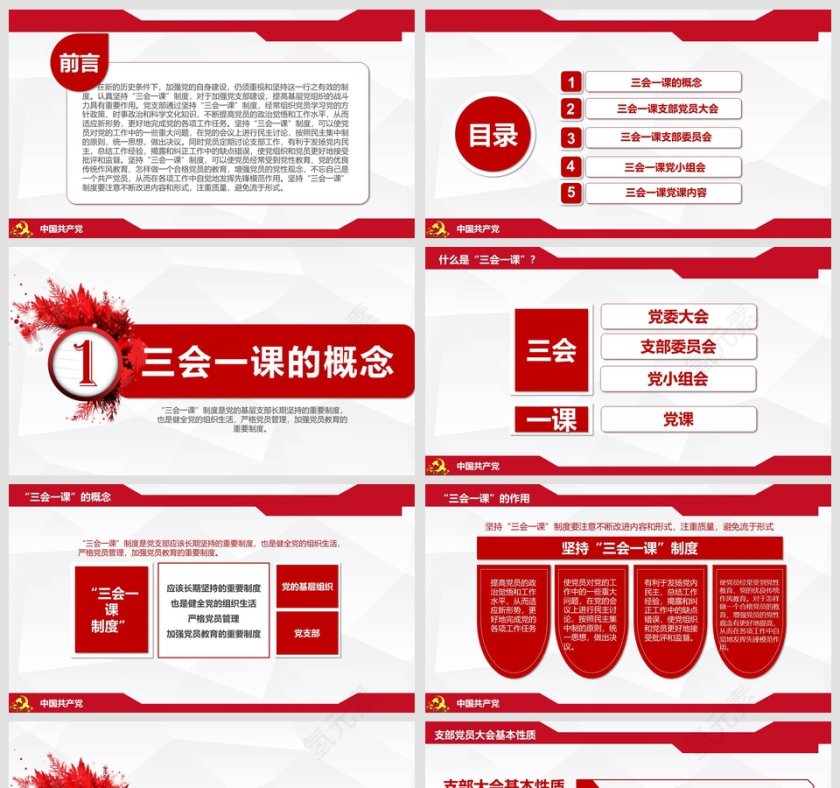 三会一课党课党章PPT模板第2张