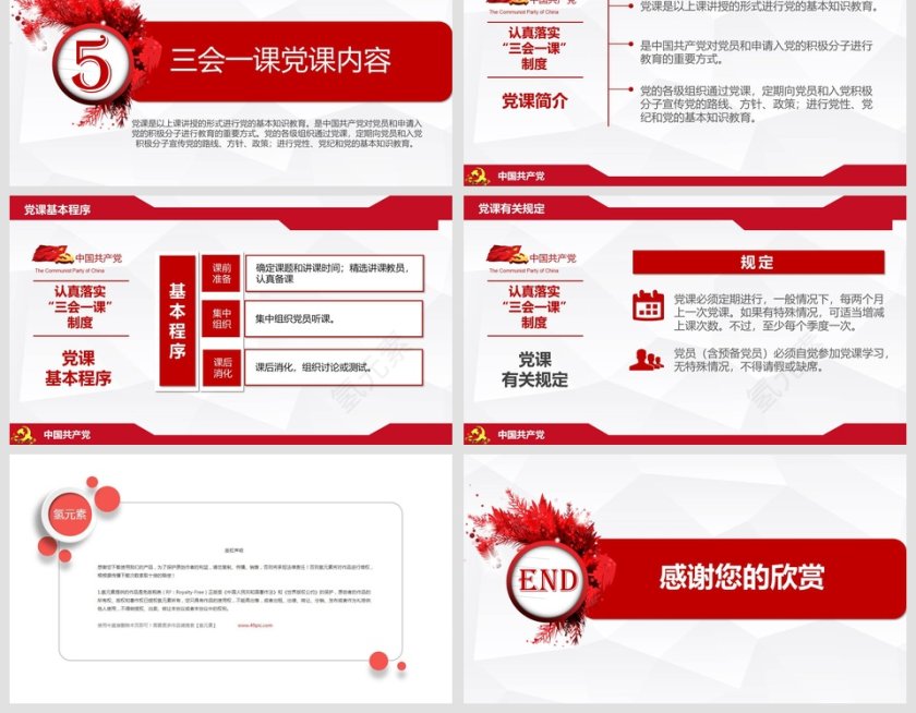 三会一课党课党章PPT模板第6张
