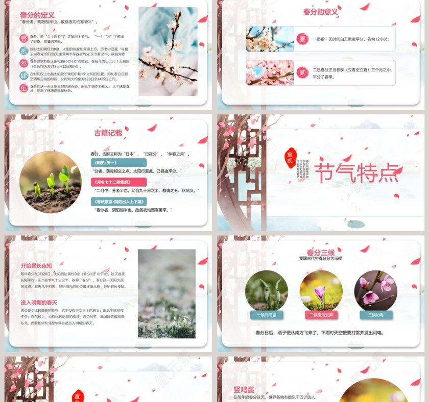 唯美小清新二十四节气之春分PPT模板第2张