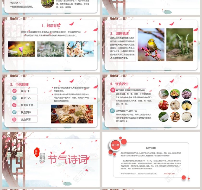 唯美小清新二十四节气之春分PPT模板第4张
