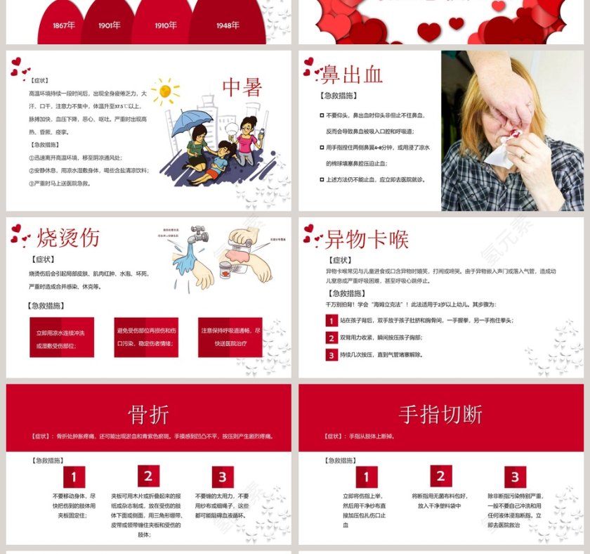 红色简洁世界红十字日起源历史PPT模板第4张