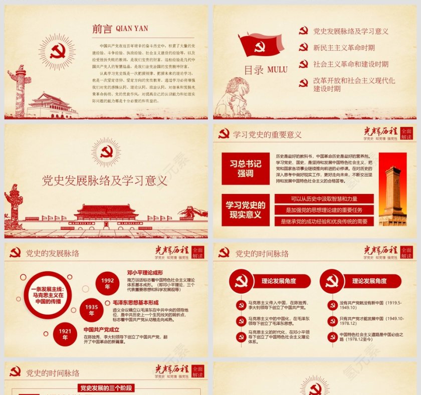 中国共产党党史及成就展党课PPT模板第2张