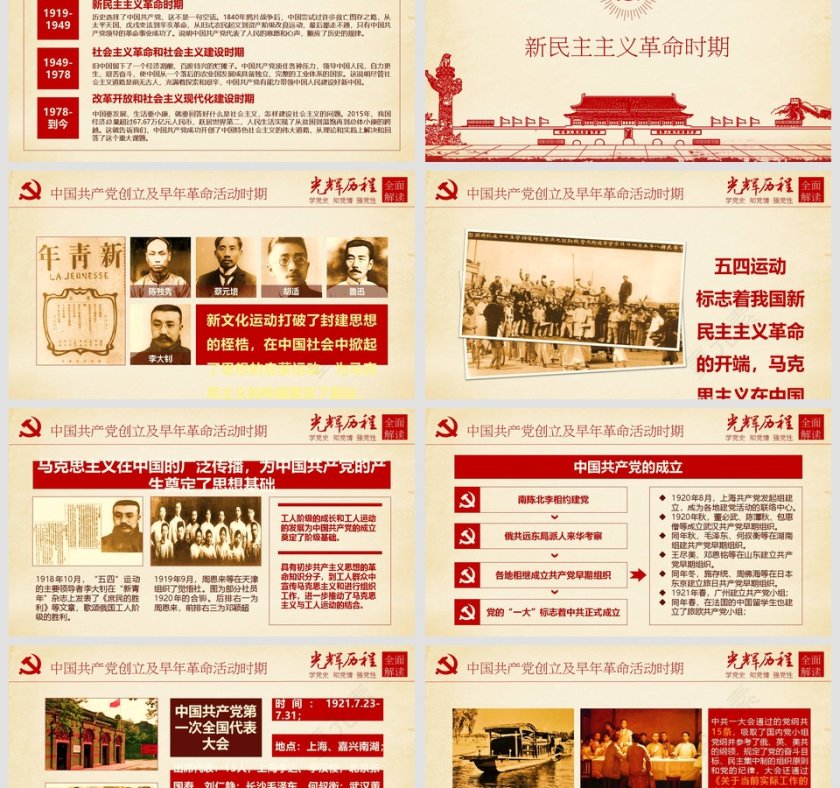 中国共产党党史及成就展党课PPT模板第3张