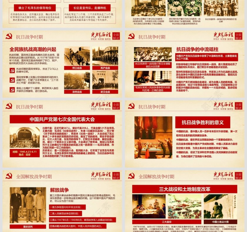 中国共产党党史及成就展党课PPT模板第7张