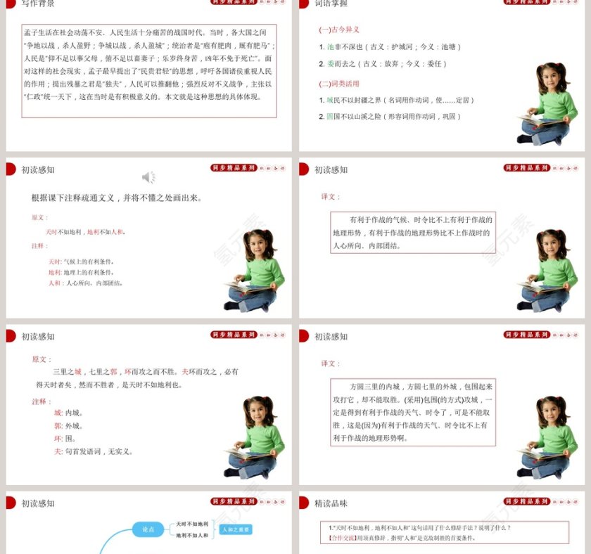 语文八年级上册孟子三章教学课件PPT模板第2张