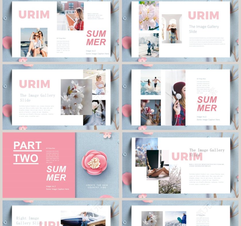 多彩唯美简约夏天你好PPT模板第2张