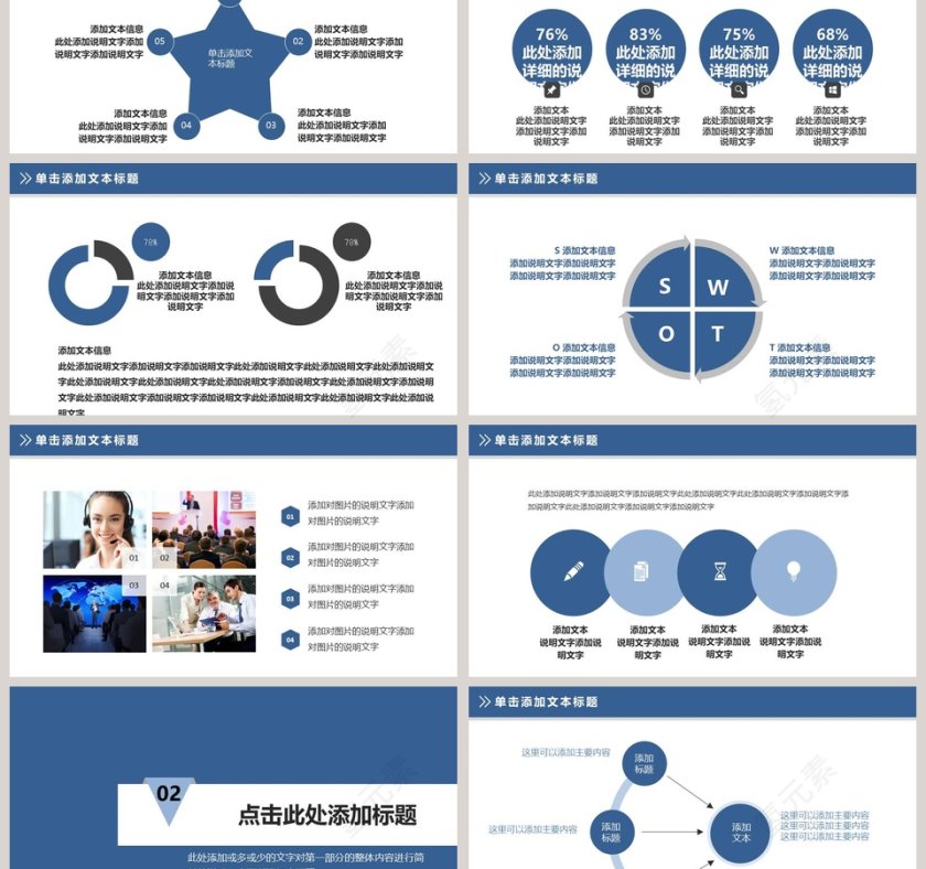 蓝色项目策划会议总结PPT模板活动策划PPT第3张
