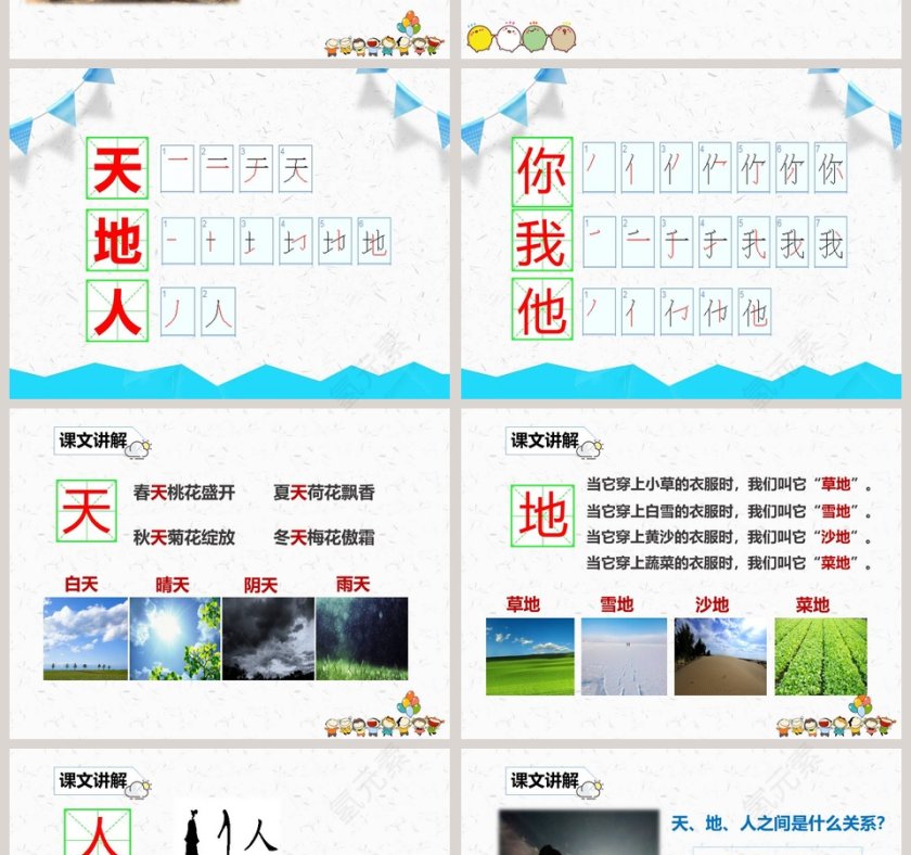 小学语文一年级上册识字一天地人PPT课件第2张