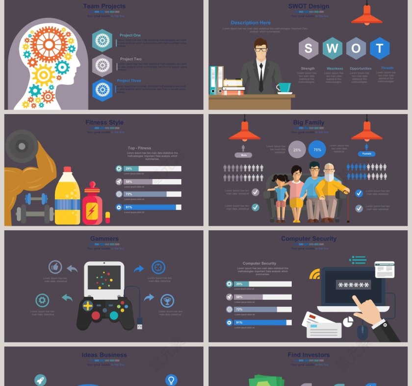 互联网工业可视化图表集PPT模板第5张