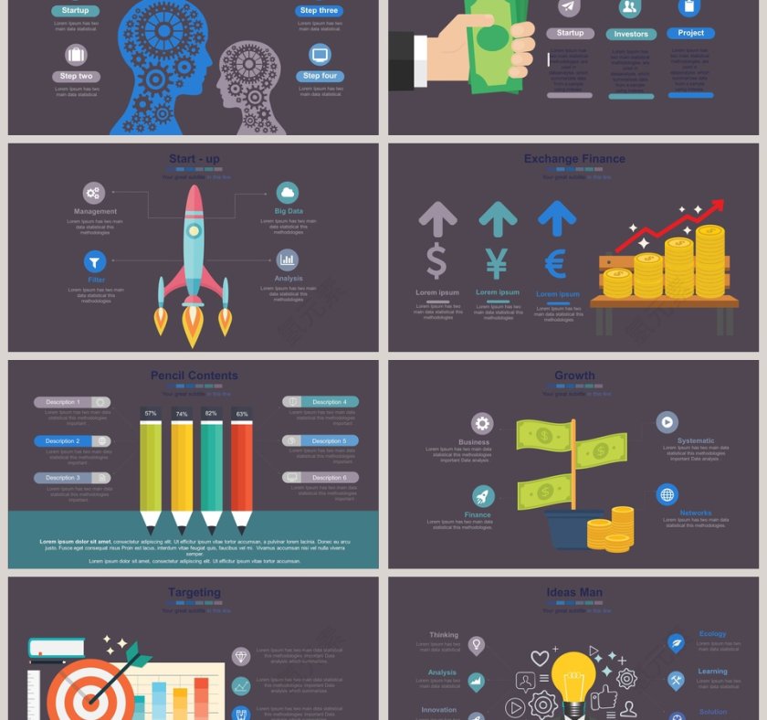 互联网工业可视化图表集PPT模板第6张