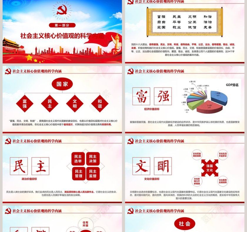 社会主义核心价值观PPT模板第2张