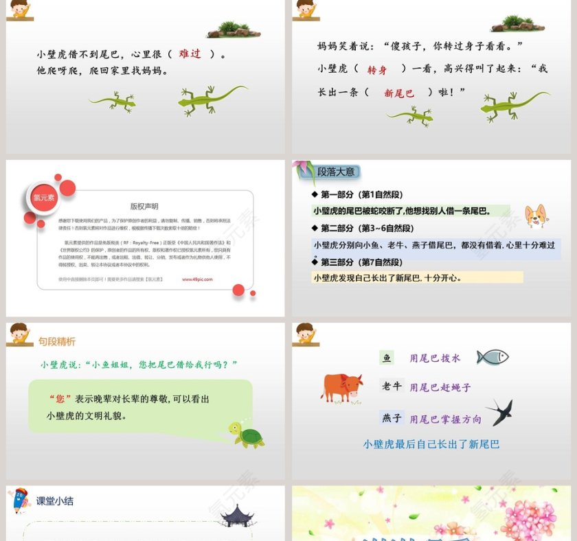 课文解析一年级语文下册小壁虎借尾巴语文课件PPT第5张