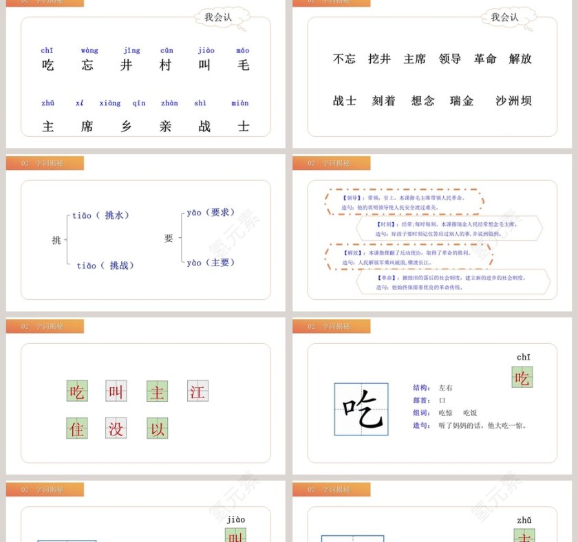 BY YUSHEN语文精品课件 一年级下册吃水不忘挖井人 PPT模板第2张