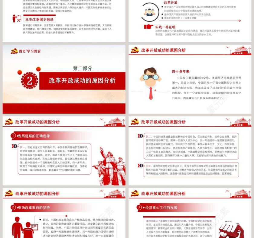 四史学习教育专题党课改革开放PPT模板第3张