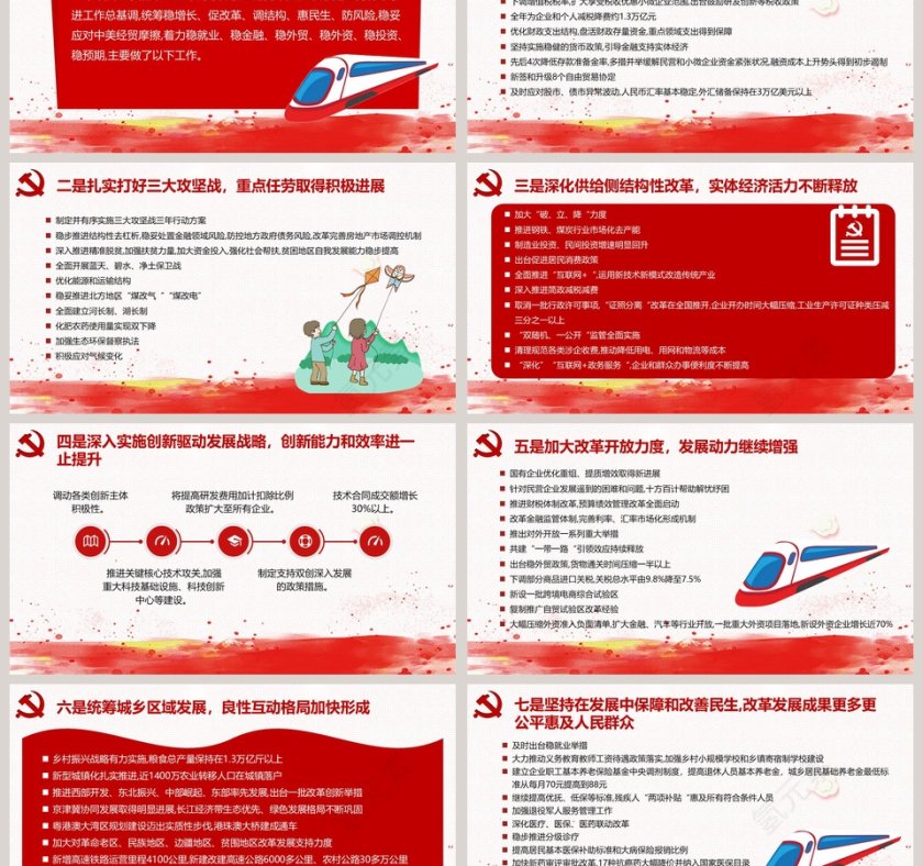 清新红色聚焦两会政府工作报告PPT模板第3张