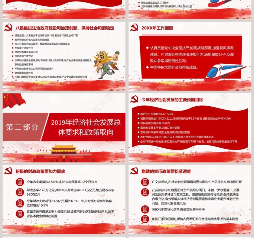 清新红色聚焦两会政府工作报告PPT模板第4张