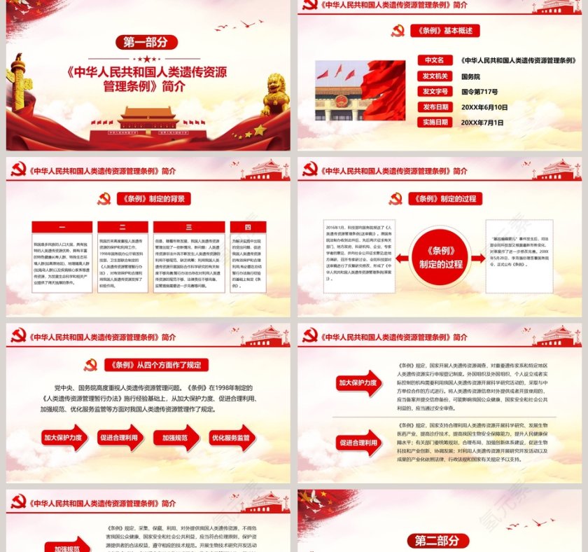 党政党课党建中华人民共和国人类遗传资源管理条例PPT模板第2张