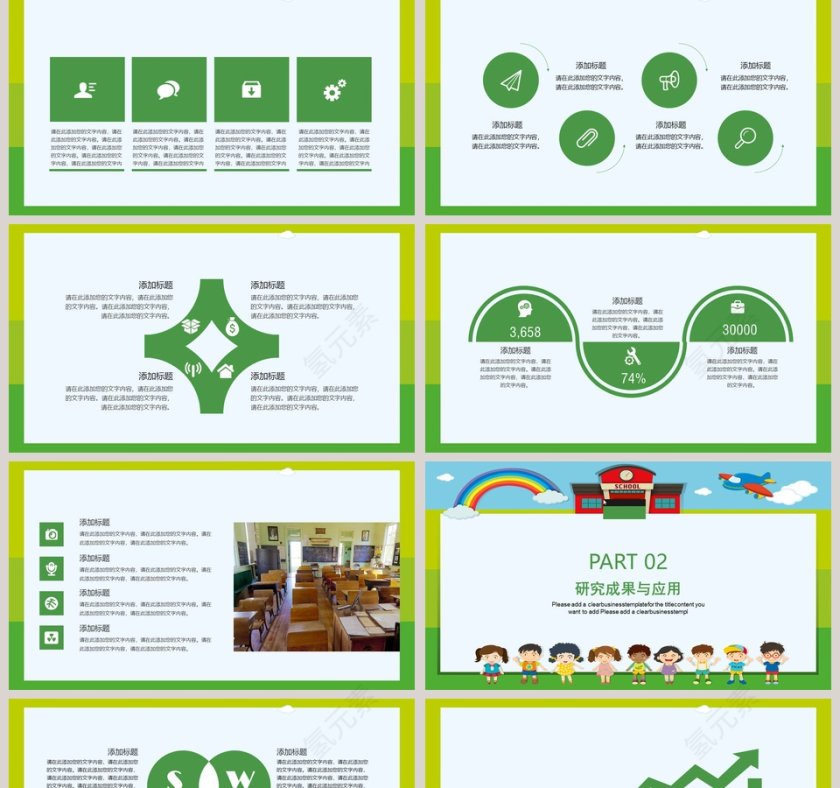 绿色简约大气儿童节教育课件PPT模板第2张