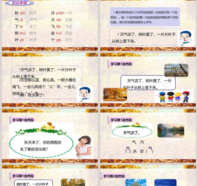 人教部编版一年级语文上册秋天语文课件PPT第2张