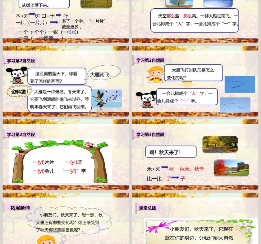 人教部编版一年级语文上册秋天语文课件PPT第3张