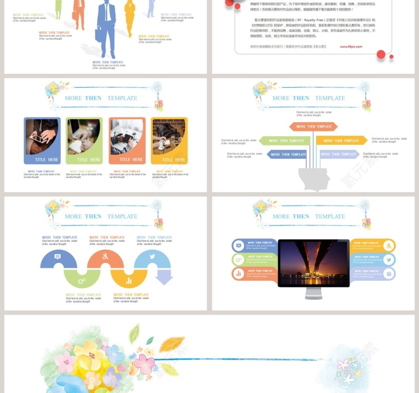 清新水彩商务工作总结PPT第6张