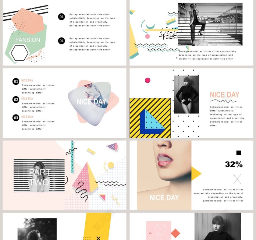 孟菲斯时尚工作汇报PPT模板第2张