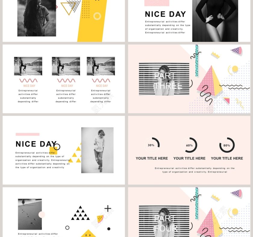 孟菲斯时尚工作汇报PPT模板第3张