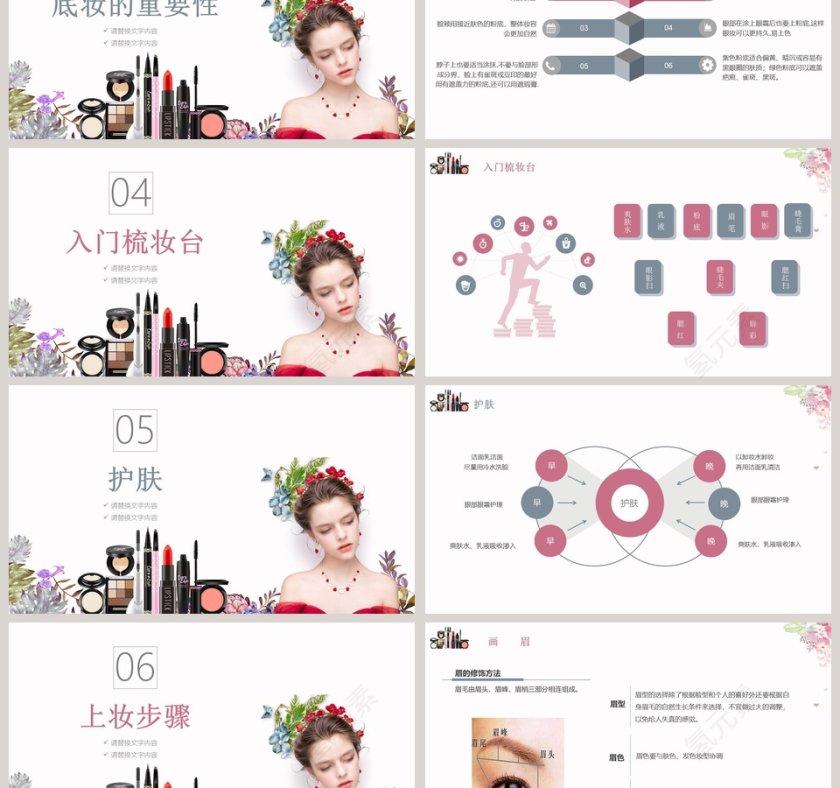 彩色简约清新化妆培训PPT第3张
