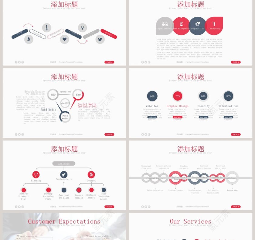 商务小人极简市场分析PPT模板第2张