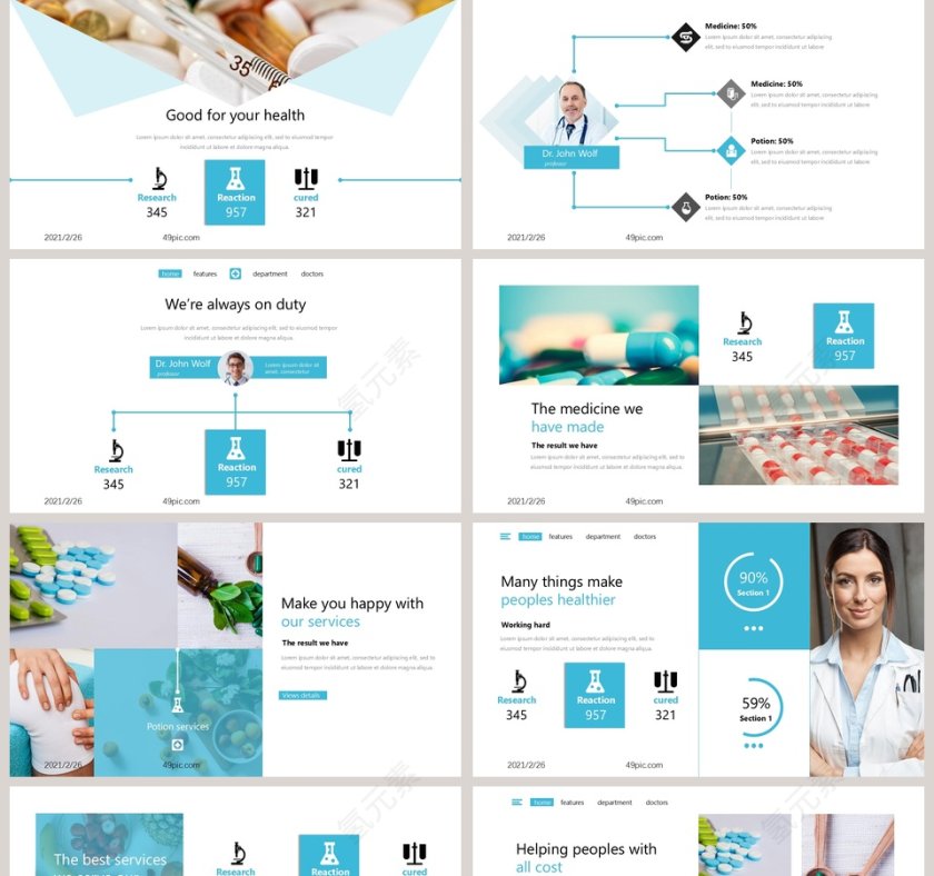 欧美医疗工作总结汇报PPT模板第5张