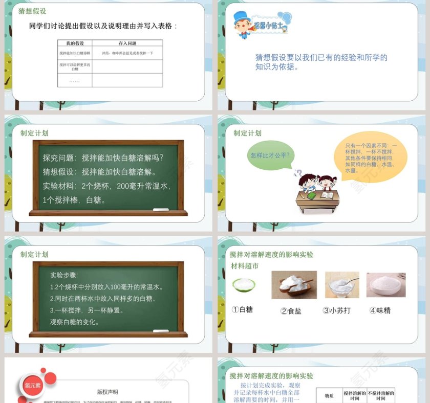 基于溶解与搅拌大象版三年级上册第三单元第二节的PPT模板内容设计第2张