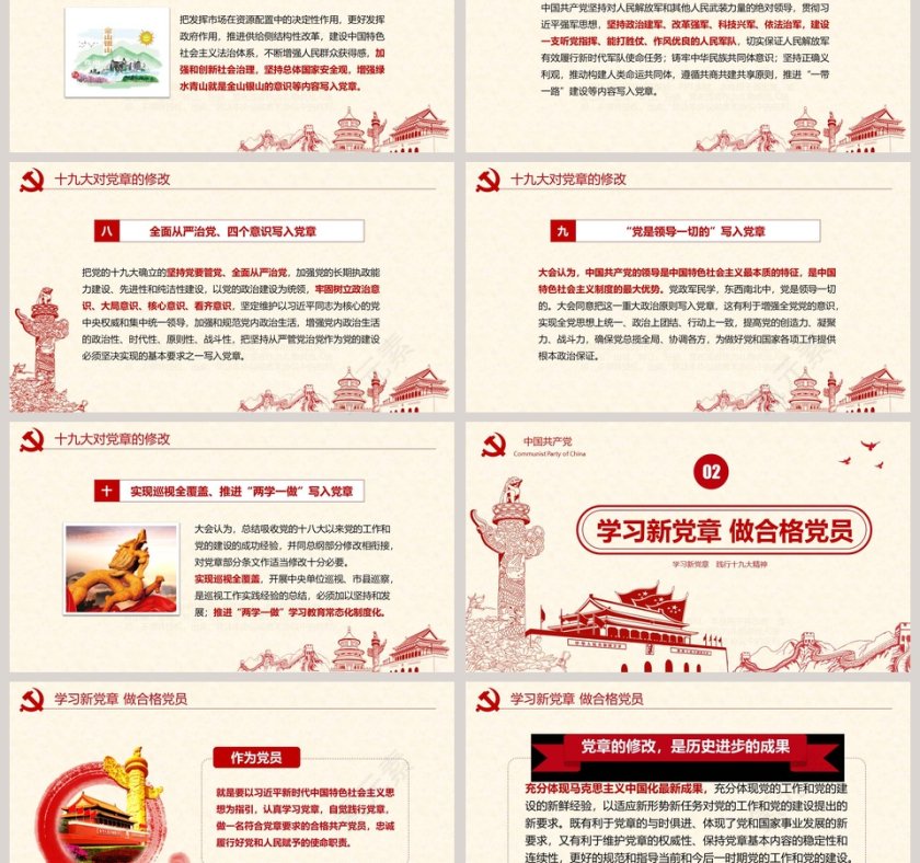 学习新党章 践行十九大精神学新党章做合格党员PPT模板第3张