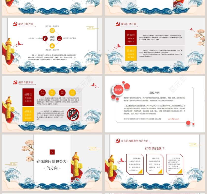 党政风简约述职述廉报告PPT模板第4张