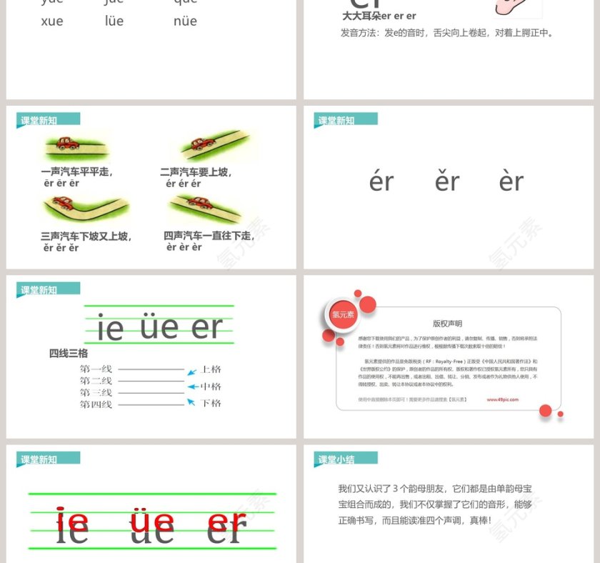 简约ie ue er 拼音教学课件PPT模板第3张
