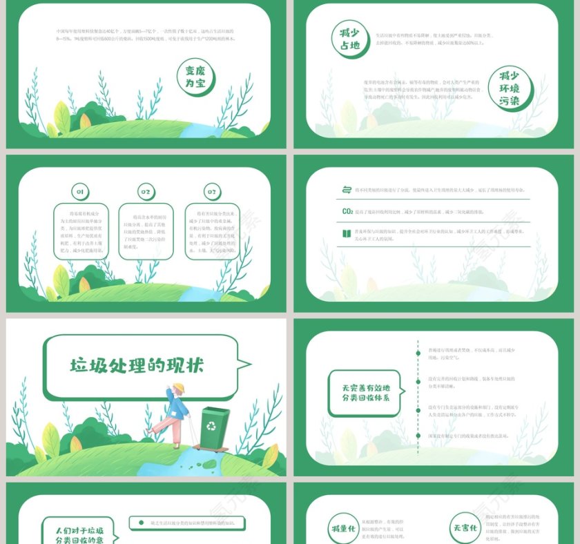 绿色环保垃圾分类全民行动PPT模板第2张