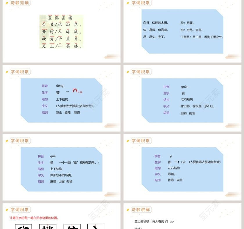 部编版二年级语文上册登鹳雀楼语文课件PPT第2张